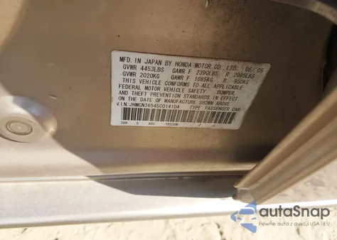 2005 Honda Accord Ima from USA, damaged, VIN JHMCN36545C014104